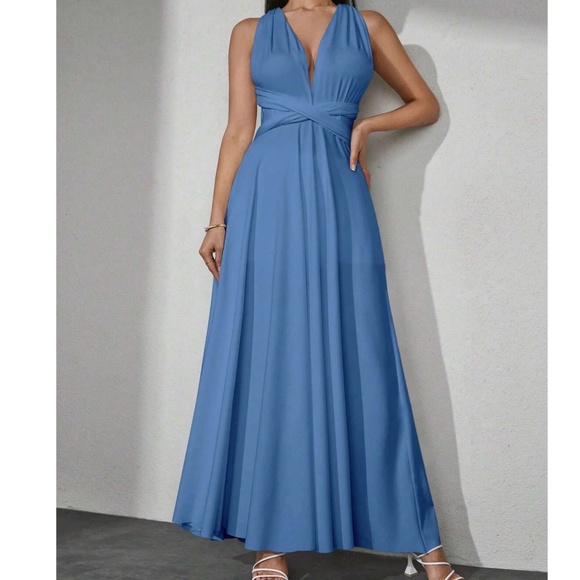 Luxe Light Blue 4 way Adjustable High Waisted Party Evening Occasion Dre… - Picture 7 of 7